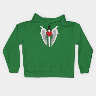 angel wings heart and sword Kids Hoodie